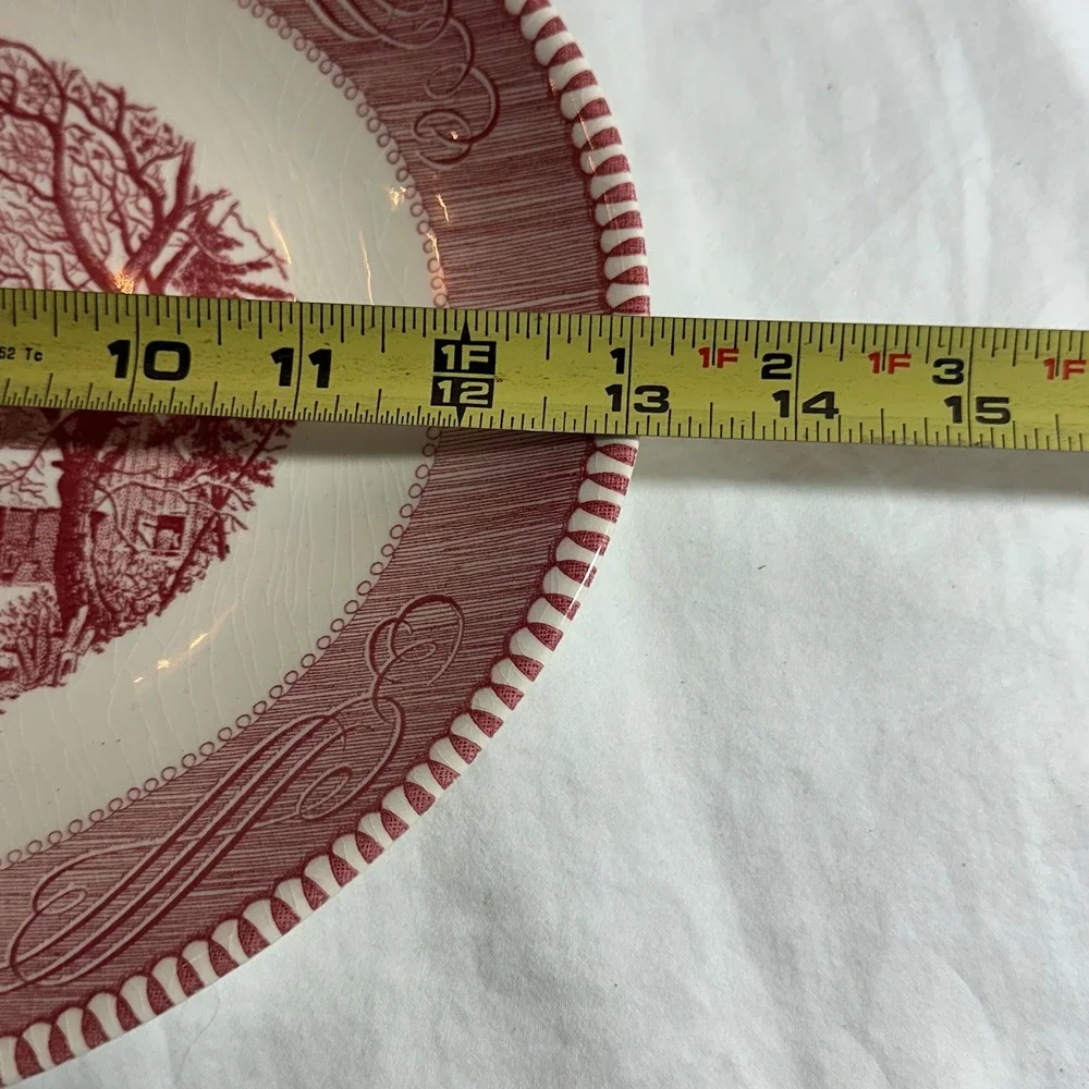 Royal Currier & Ives Serving Platter Pink Fair Old Grist Mill Winter Scene 12.5